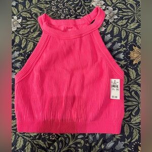 Aerie Bright Pink Ribbed Tank Top